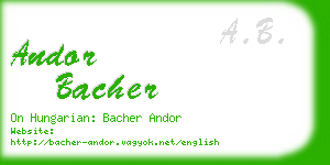 andor bacher business card